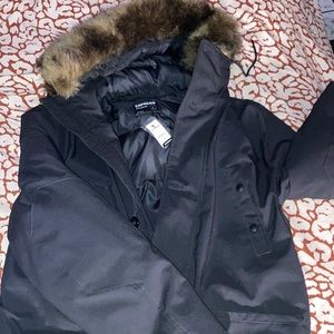 Black Faux Fur Hooded Parka